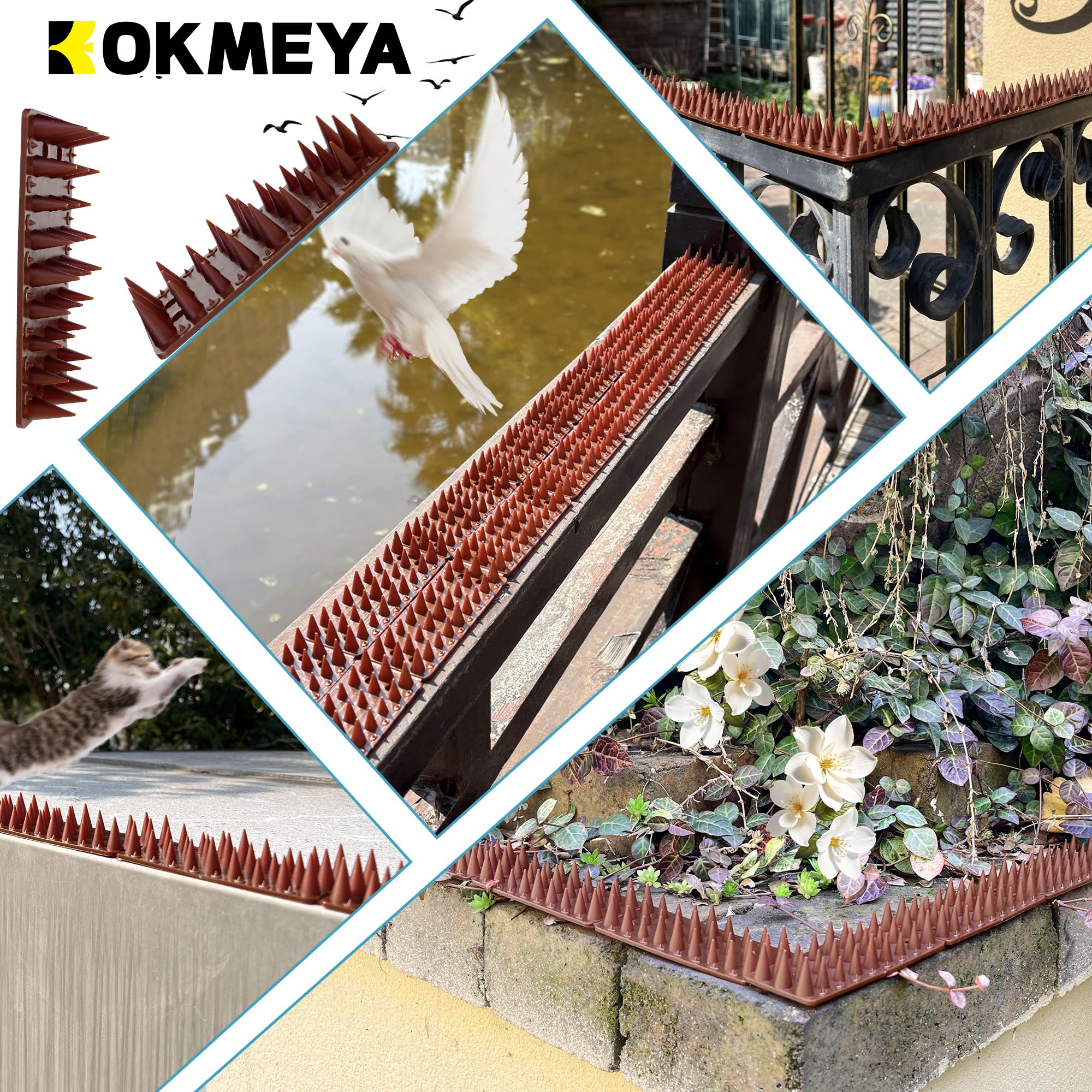 KOKMEYA - Puntas de paloma, marrón, paquete de 12, puntas de pájaro para exteriores para mantener alejadas a los gatos, mapaches, ardillas y palomas, puntas para gatos para jardín interior y exterior — view 9