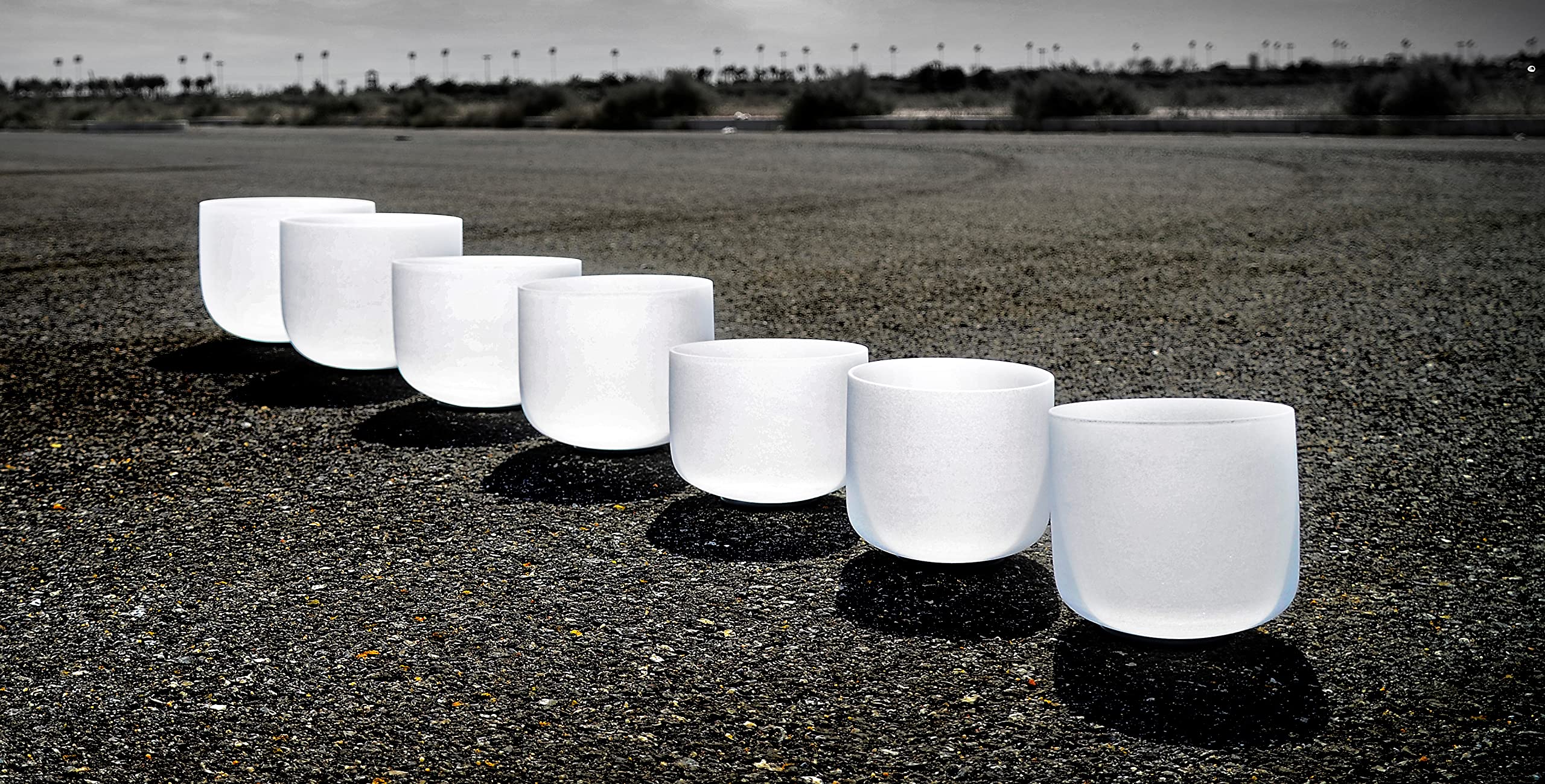 TOPFUND 6-12 inch 432Hz Chakra Set of 7 Crystal Singing Bowls with Carrying Cases and Mallets