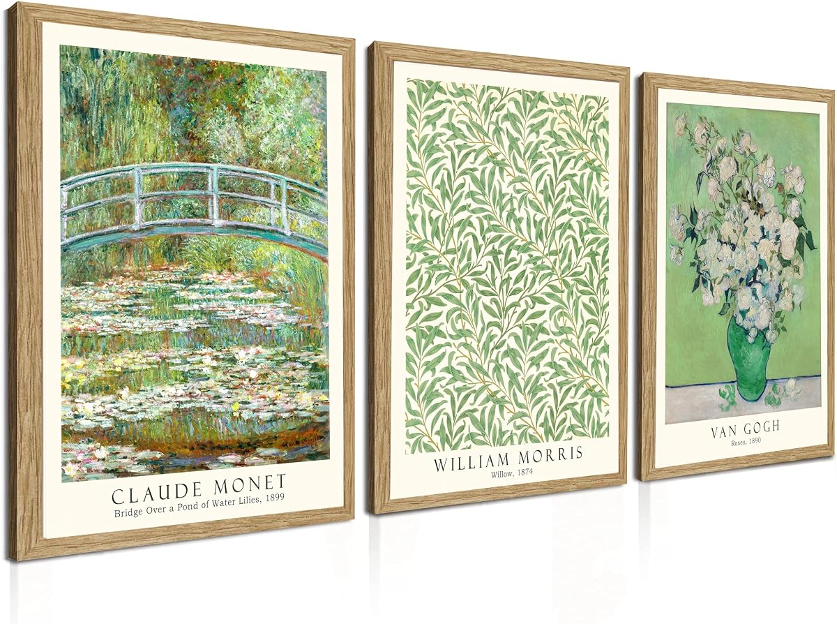Induslyfe Framed Grass Wall Art Canvas Decor Set of 3, Matisse Wall Art Framed Prints Posters Mid Century Modern Art, Floral Botanical Wall Art for Living Room, Bathroom, Bedroom 12x16