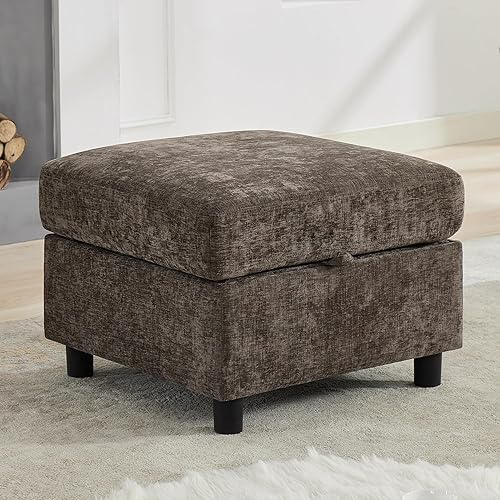 Módulo otomano cuadrado de almacenamiento de 25 pulgadas para sofá modular y mesa de centro para sala de estar, reposapiés otomano seccional para