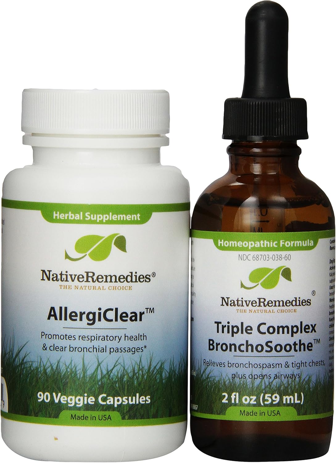 Native Remedies AllergiClear and BronchoSoothe 2 fl oz