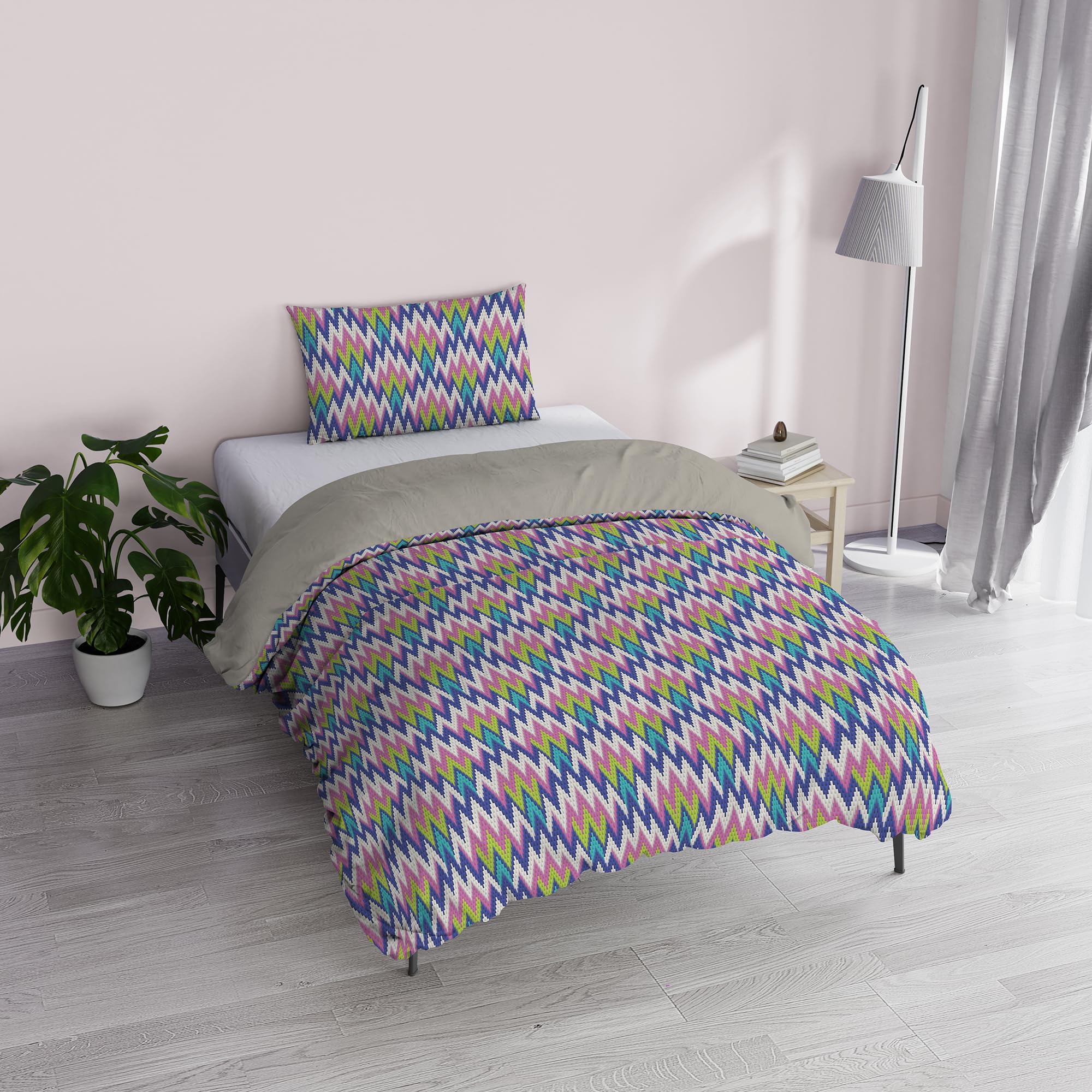 Italian Bed Linen "Fantasy Duvet Cover Printed Microfibre Zig Zag Single