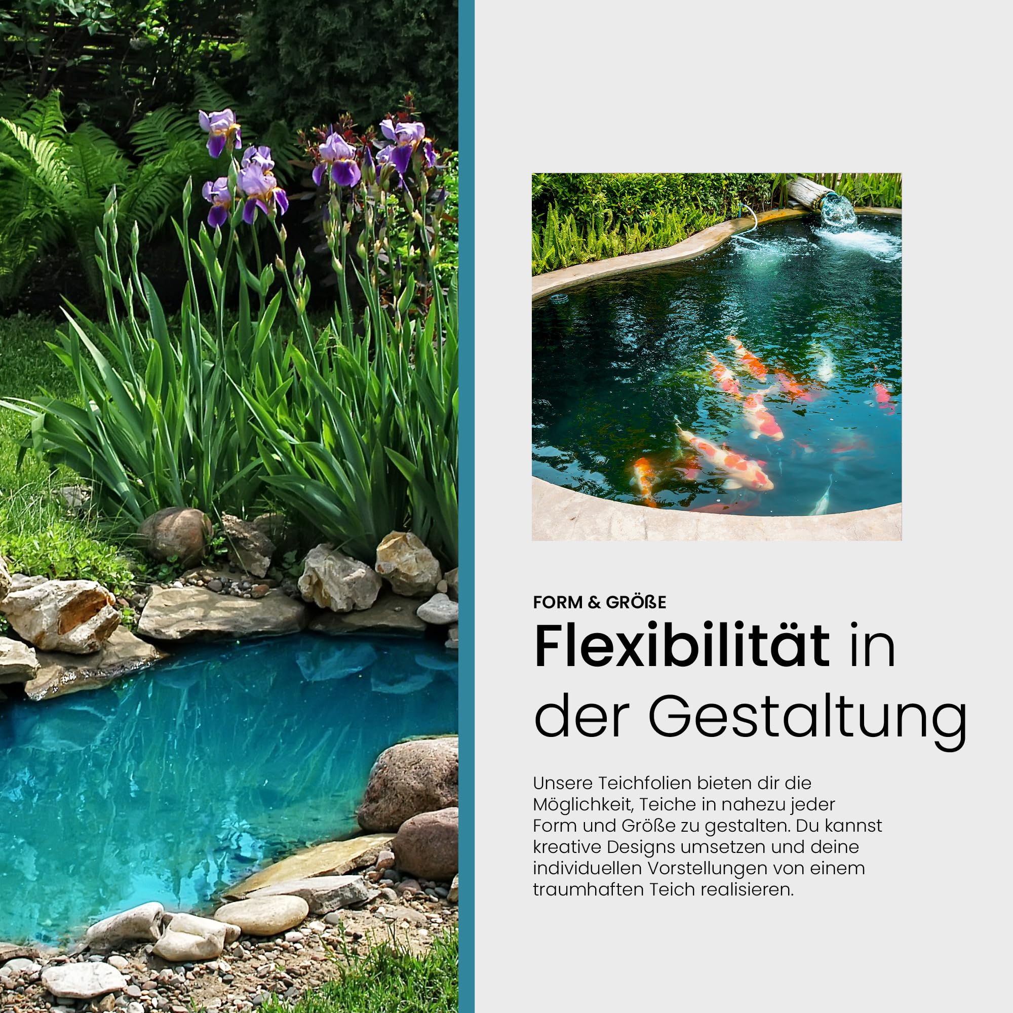 TeichVision - Premium PVC Teichfolie türkisblau - Stärke 1 mm - 2 m x 1,5 m/PVC Folie türkisblau geeignet für Teiche, Biotope, Naturschwimmbäder