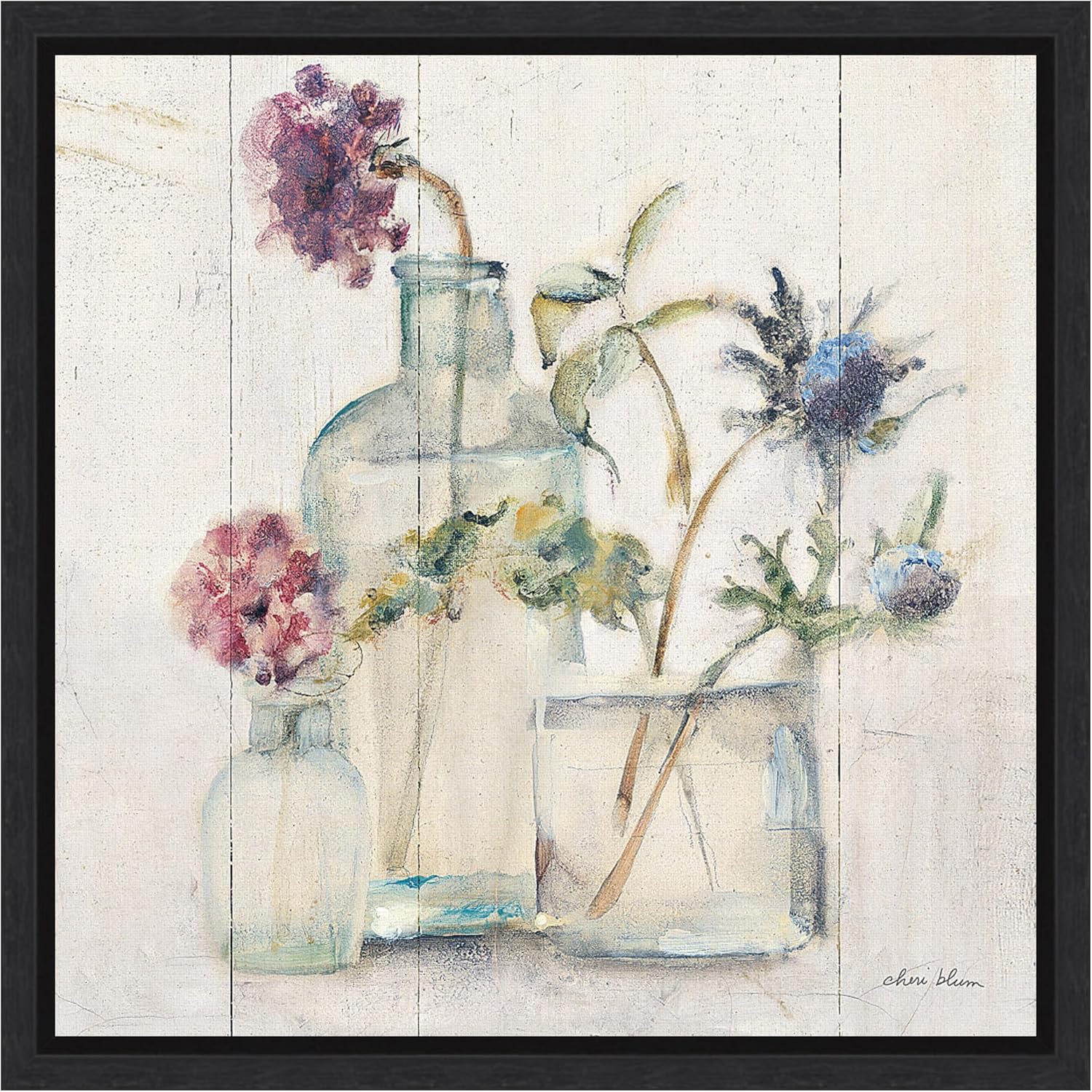 Amanti Art Framed Canvas Wall Art 30x30 Blossoms on Birch II by Cheri Blum, Framed Wall Art Canvas, Still Life Artwork, Traditional Decor, Large Poster Painting for Living Room, Bedroom, Bathroom,