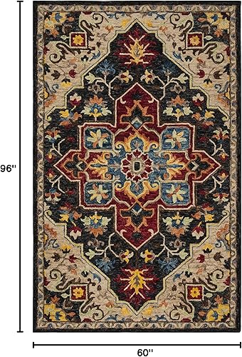 Miniatura 35 de SAFAVIEH Aspen Collection APN511H - Alfombra de lana bohemia hecha a mano de 8 x 10 pies, color carbón y crema