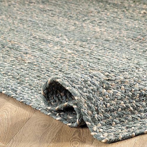 Miniatura 5 de nuLOOM Alfombra trenzada a mano Otelia Denim Y Yute 4x6, Verde