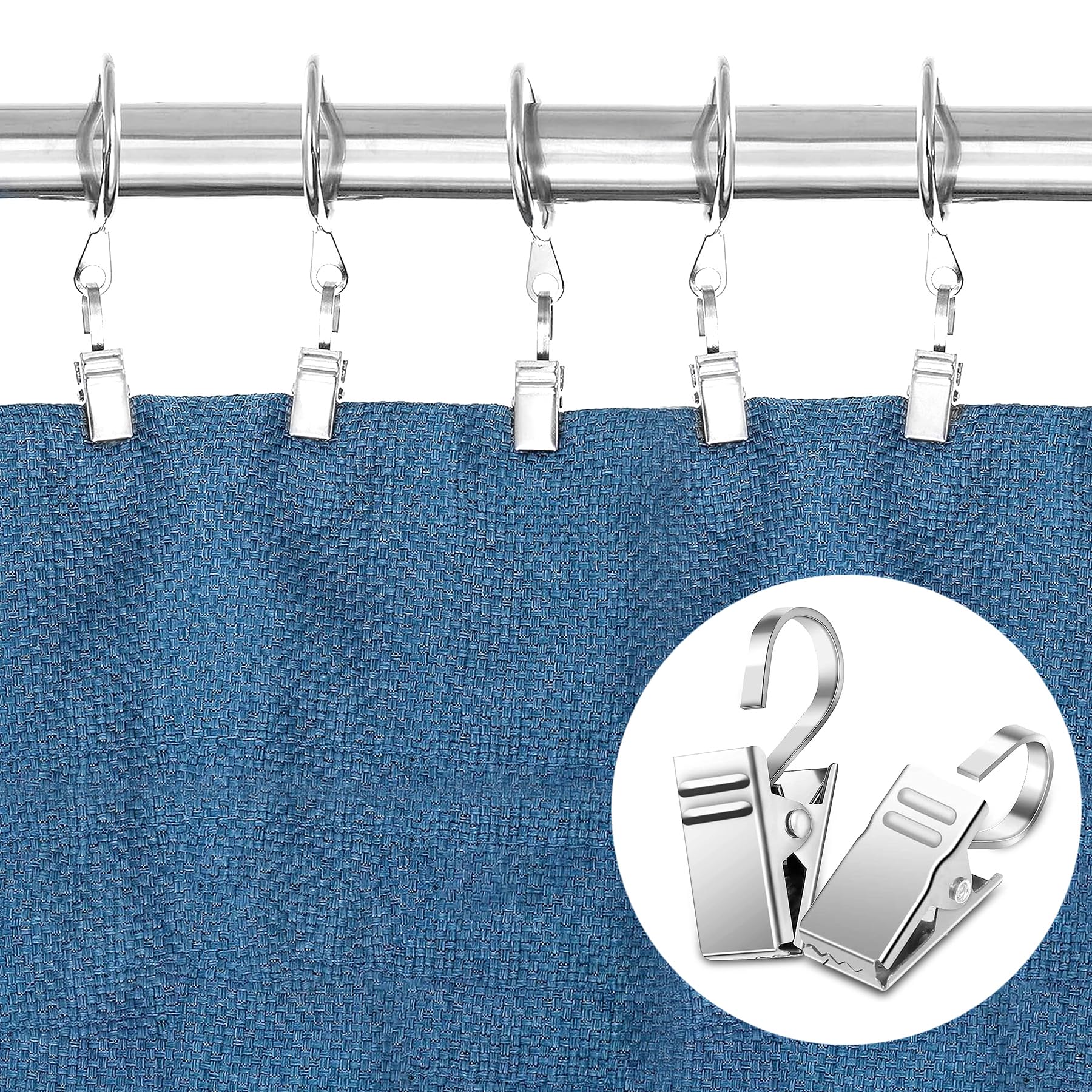 Alipis 20 Clip Per Tende In Acciaio Inox – Pinze Resistenti Per Tende Da Doccia E Finestra, Anelli Per Asta, Pratiche E Morbide