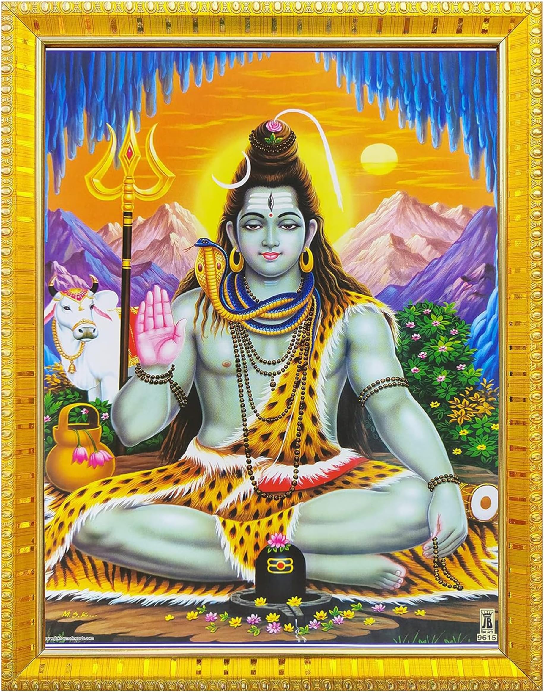 Koshtak Lord Shiva/Shiv Shankar/Bholenath Ji Photo Frame with Glossy Lamination On Poster with Golden Frame for Puja Room/Temple/Wall Hanging/Gift/Home Decor/Worship Size 30cm x 23cm…