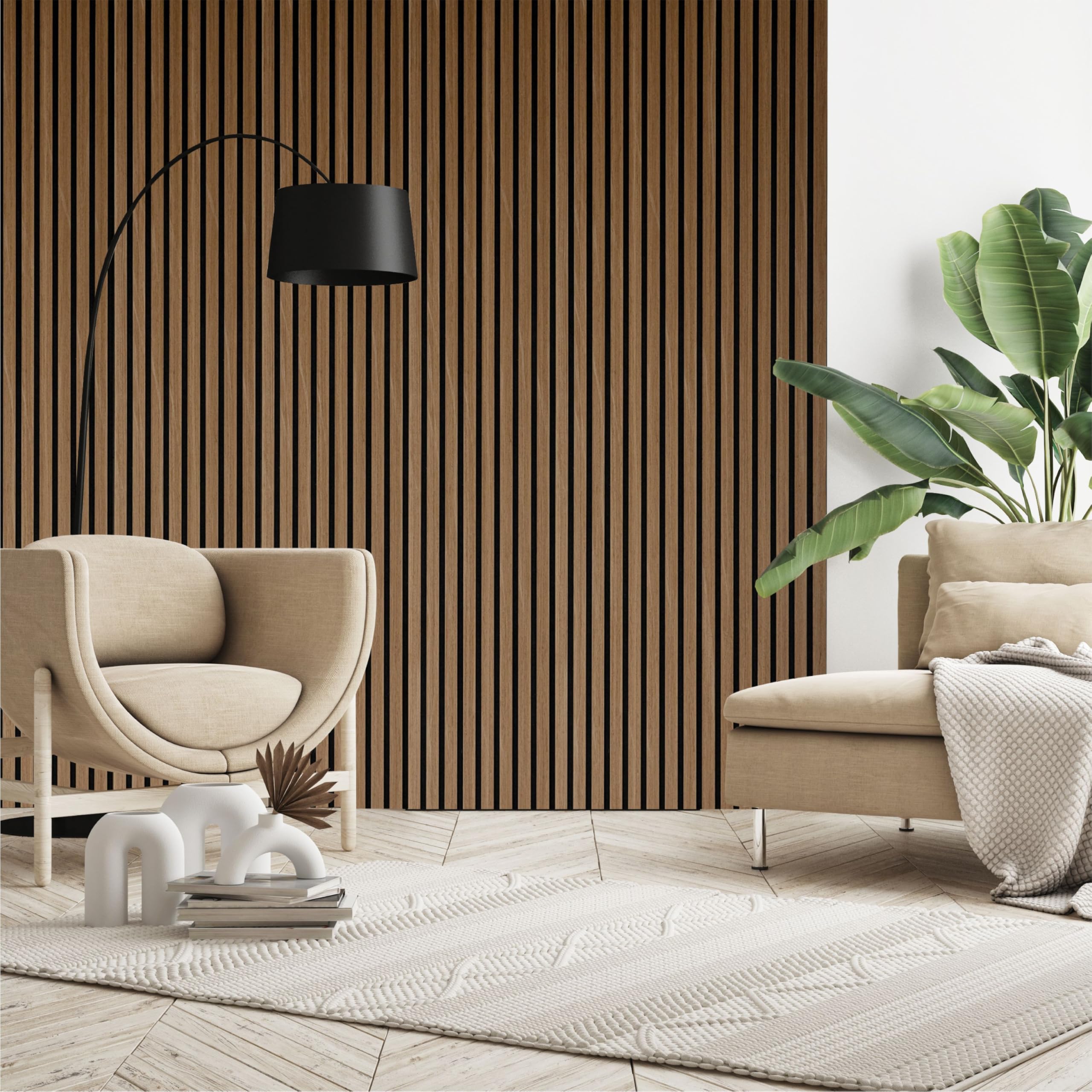 Akustikpaneele Holz | je 120x56cm - 0,672 m² - | Echtholz-Furnier (Eiche) & Akustik-Filz (Schwarz) | Wandverkleidung, Geräuschunterdrückung, Schalldämmung, Akustikpaneel, Farbe HWZ:Oiled Oak