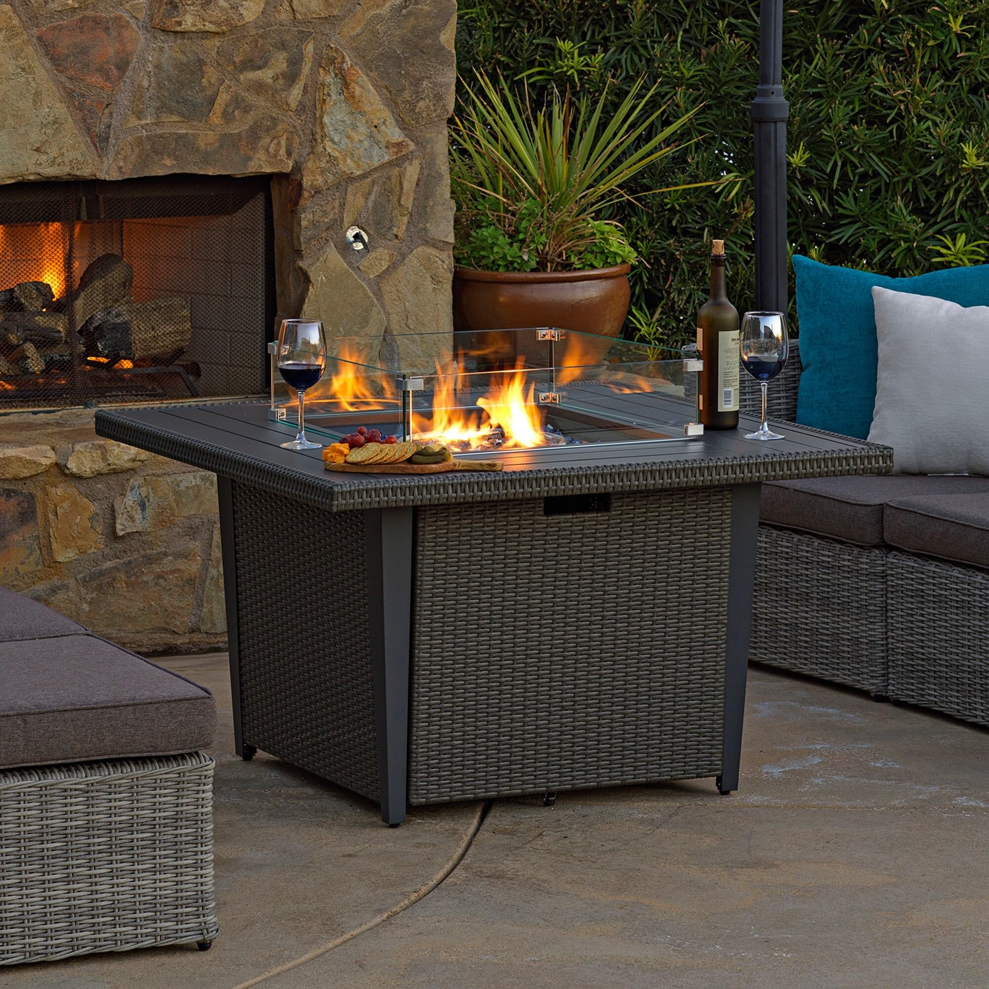 Domi Propane Fire Pits Square Table 50,000 BTU Outdoor Gas, 44 OFF