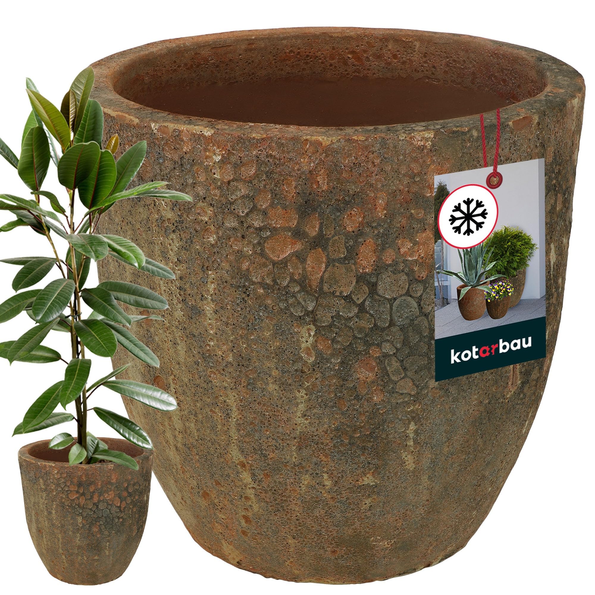 KOTARBAU® Keramik Pflanzenübertopf Braun Höhe 46 cm ⌀ 46 cm glasierte Blumentöpfe innen Wohnzimmer Outdoor & Indoor frostsicher Blumentopf Plant Pot Topf für Pflanzen Garten