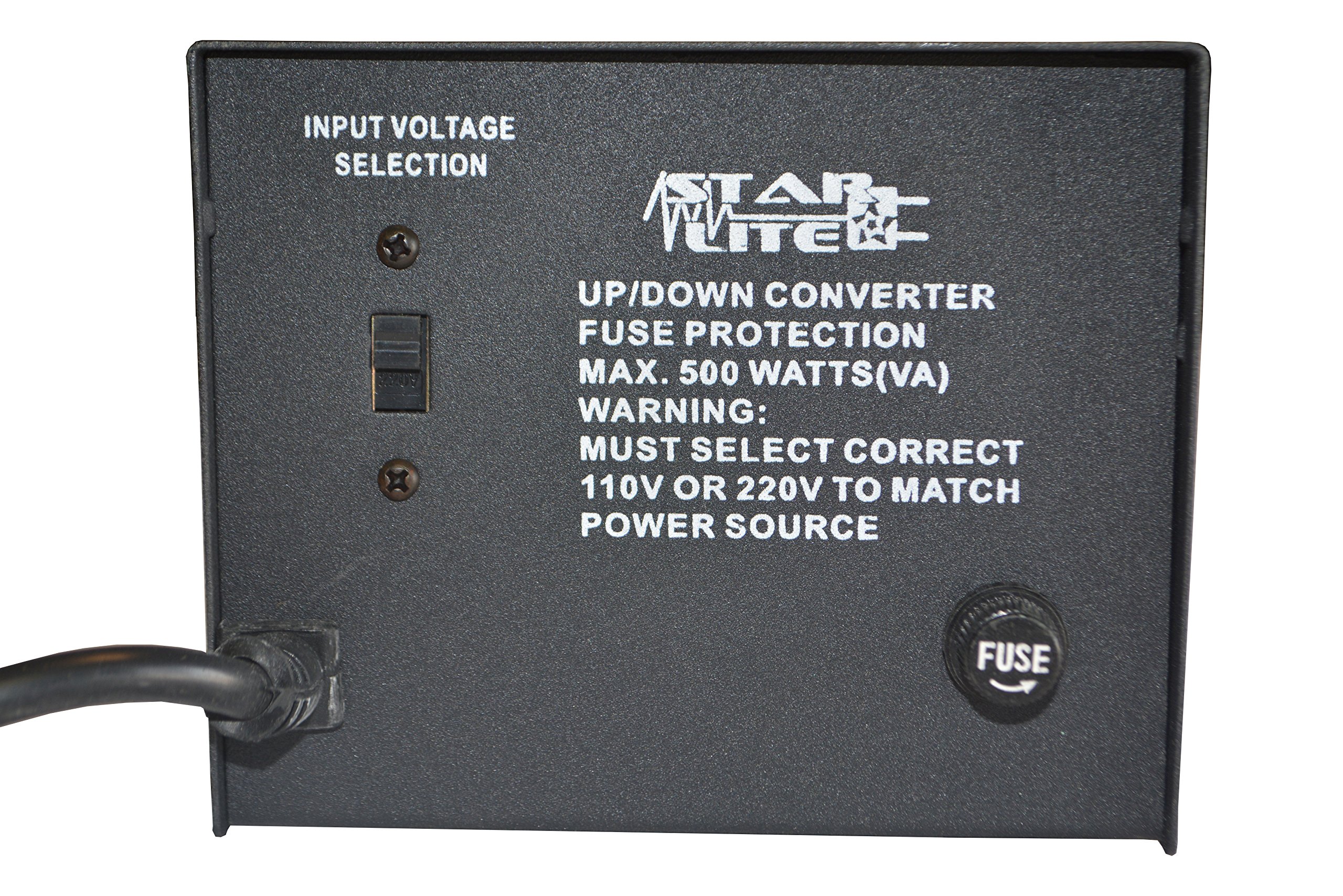Starlite Convertitore di tensione da 500 Watt Step Up/Down WTC-500, protezione fusibile, trasformatore bidirezionale, da 110 a 220 V o da 220 a 110 V, 110/120/220/240 V