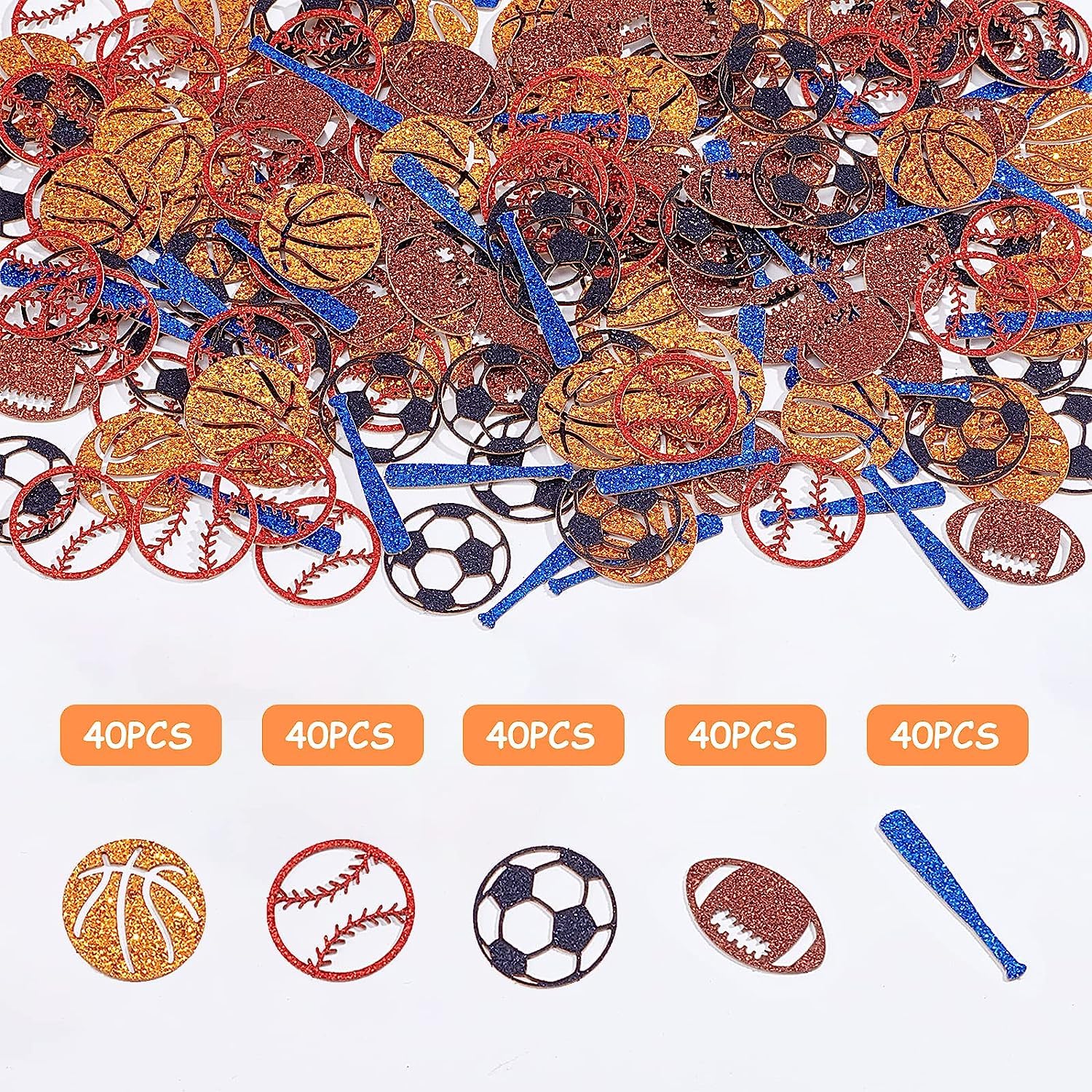 Dekoracje na imprezę urodzinową, 200 szt. Konfetti sportowe na stoły Brokat Koszykówka Baseball Piłka nożna Konfetti do piłki nożnej Sportowe dekoracje na baby shower All Star Birthday Party Supplies