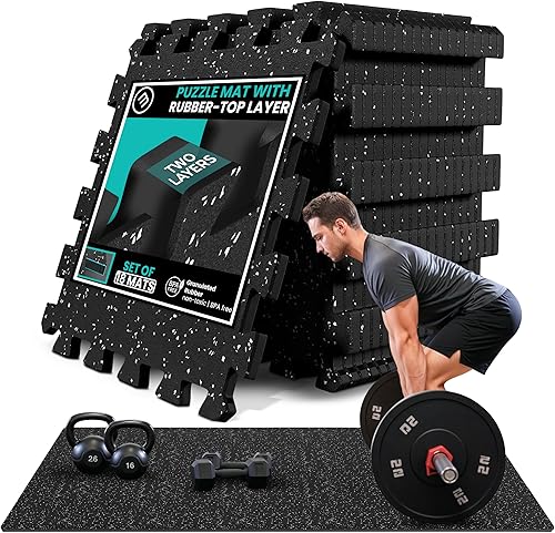 Miniatura 20 de bemaxx Juego de alfombrillas de gimnasio, 18 piezas de baldosas de espuma EVA entrelazadas (12.6 x 12.6 x 0.4 pulgadas), 18 pies cuadrados