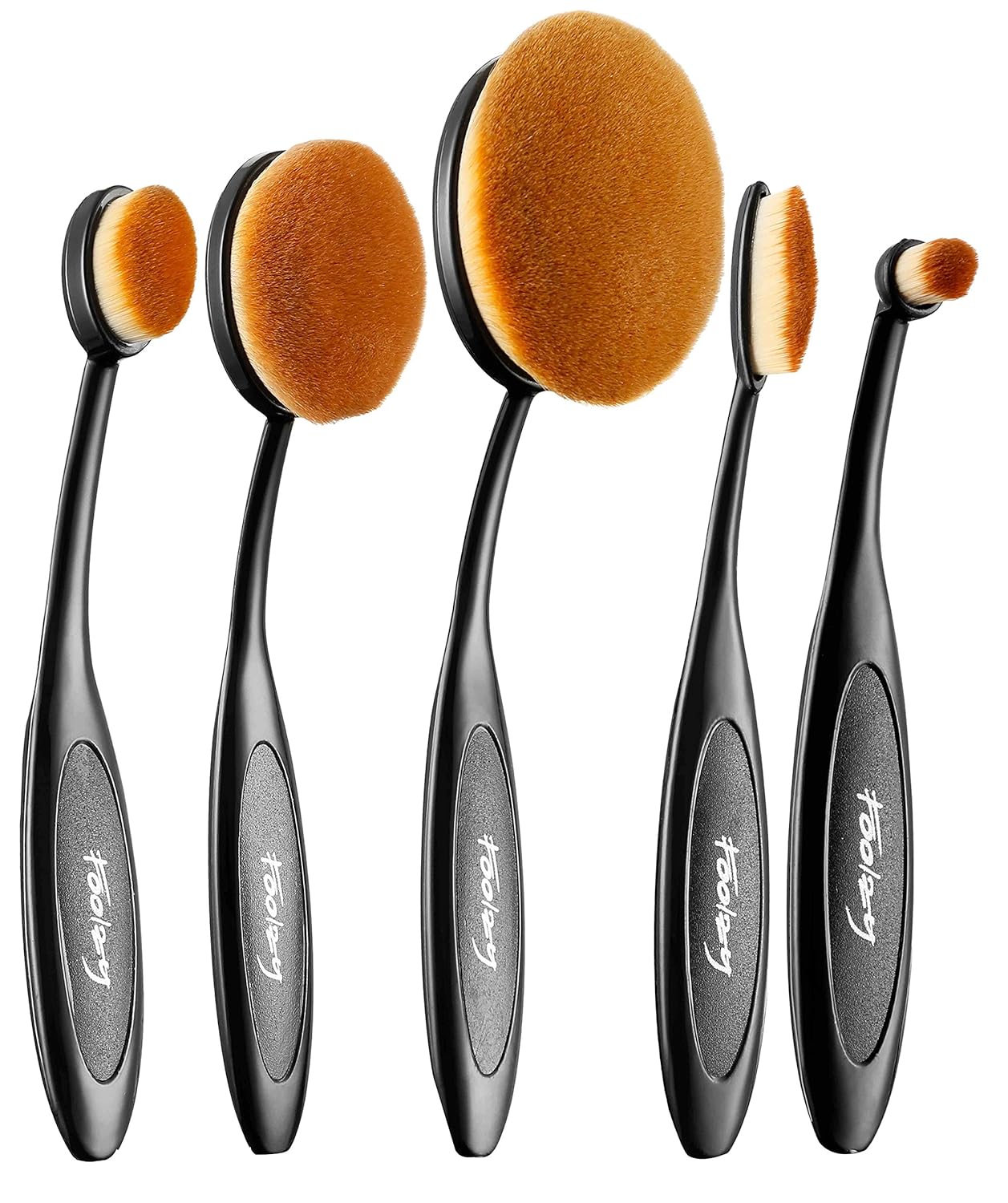 Foolzy Oval Makeup Brush Set Professional Toothbrush, Foundation