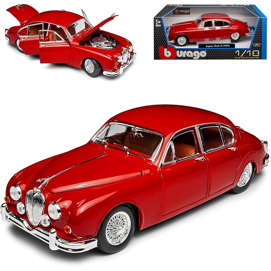 Bburago Jaguar Mark MKII 1959 Rot 1/18 Modell Auto mit oder
