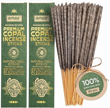 Premium White Copal Incense Sticks, Pure Mayan Resin Made in Mexico 80 Pcs