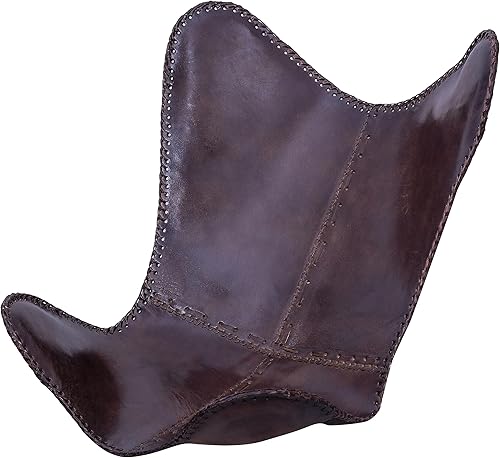 Miniatura 9 de Silla mariposa de cuero - Cuero genuino I hecho a mano, silla con brazo de acento Marco de hierro I Sillón cómodo reclinable I mano costura efecto