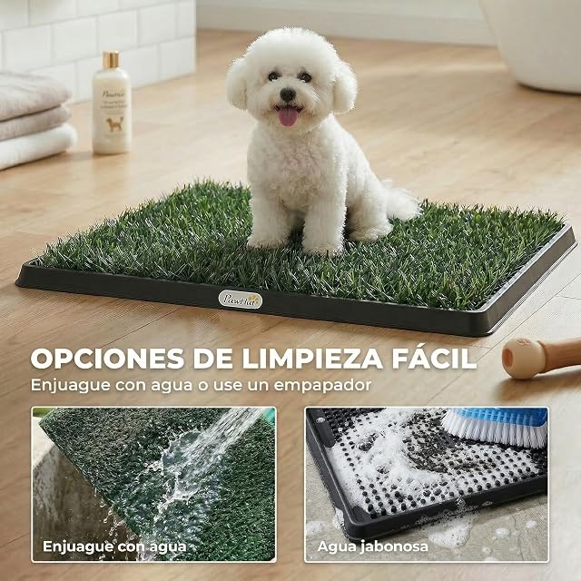 Foto 5 de 8 de PawHut Inodoro para Perros con Césped Artificial, 63x50,5 cm, Verde