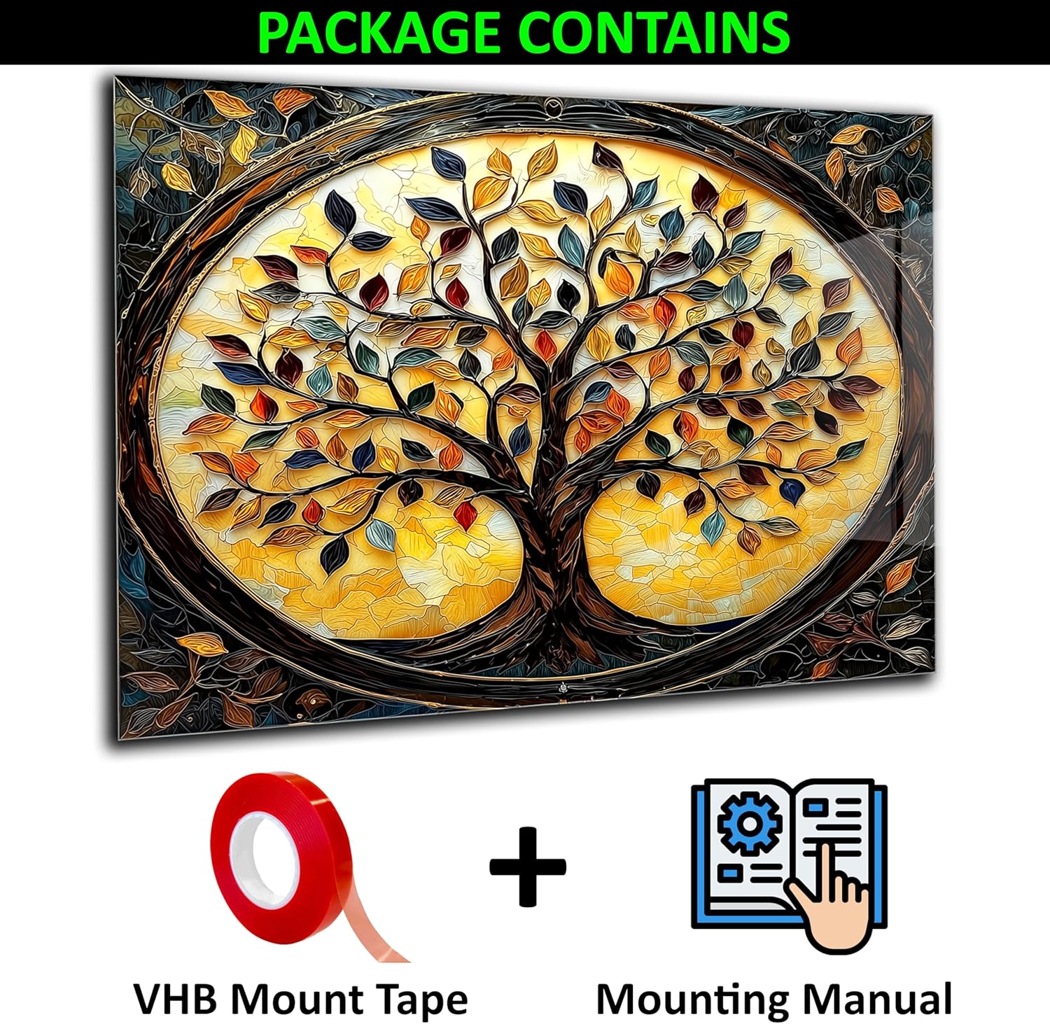 Tempered Glass Backsplash for Kitchen - Easy to Clean Behind Stove Backsplash Protector for Wall - Heat and Scratch Resistant Backsplash for Stove - Tree of Life Design