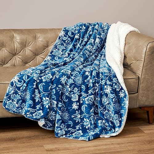 Miniatura 4 de Northwest Ashford Home - Manta acogedora de seda acanalada con Sherpa, Dharma, 60 x 80 pulgadas