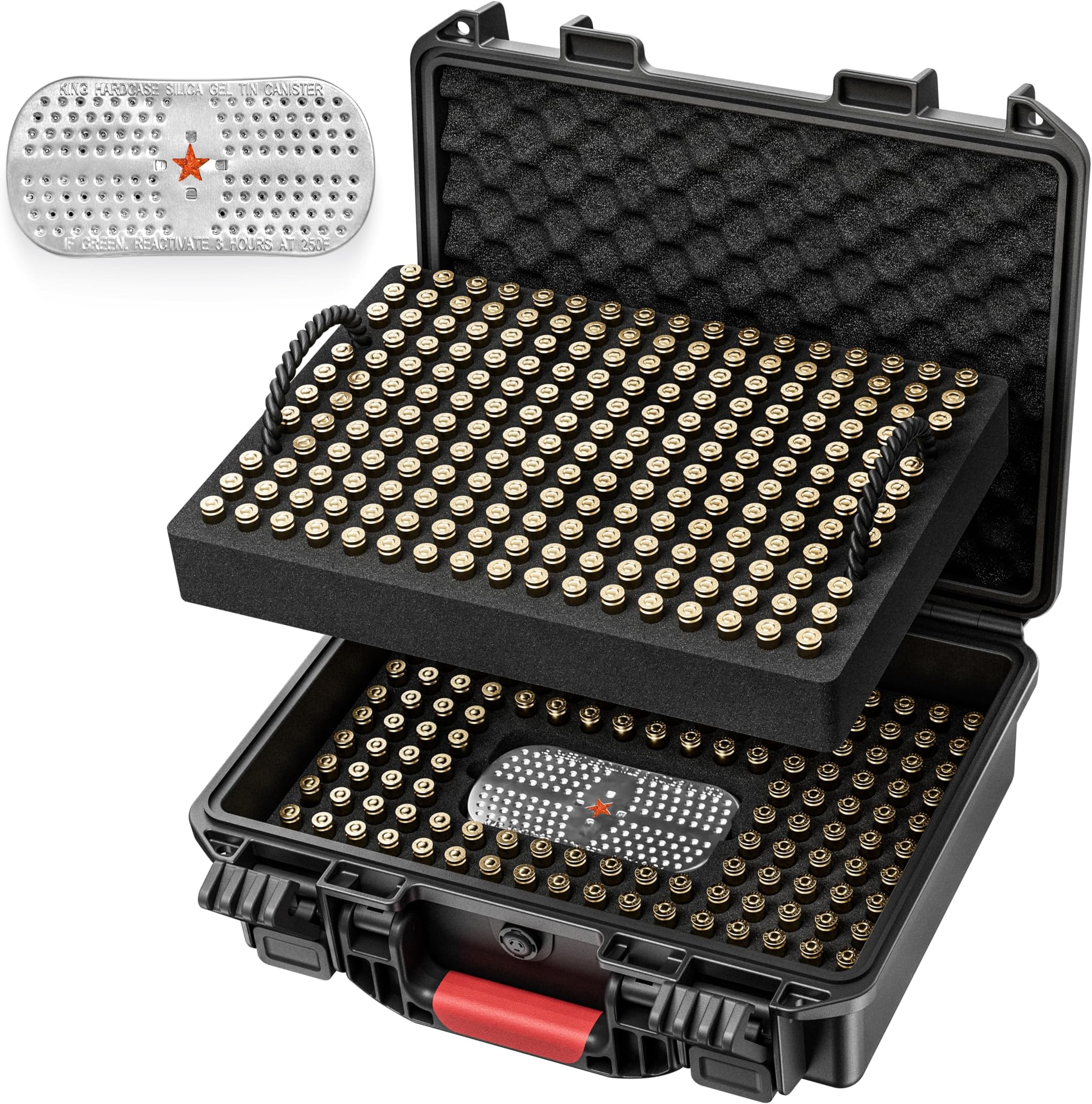 350 Round Bullet Locking Storage Case - Travel Safe/Mil Spec/Waterproof Ammo Box - for 9x19mm Parabellum/9mm Luger,.40 S&W, 380ACP, 38 S&W, 356 TS&W,7.63mm Mannlicher,8mm Steyr,.357SIG