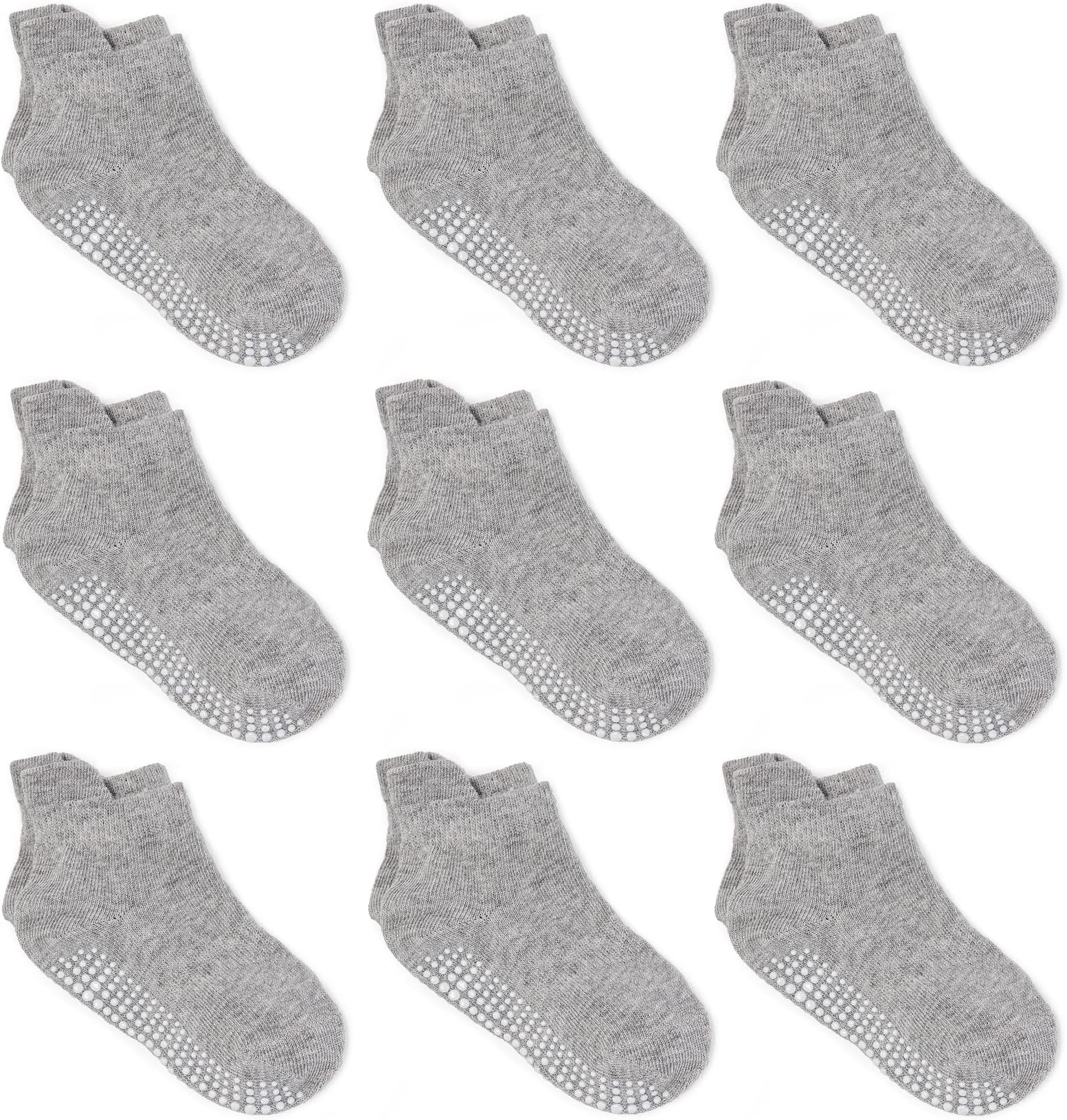 Baby Non Slip Grip Ankle Socks with Non Skid Soles for Infants Toddlers Kids Boys Girls