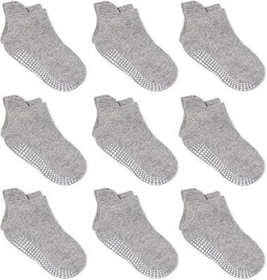 Baby Non Slip Grip Ankle Socks with Non Skid Soles for Infants Toddlers Kids Boys Girls