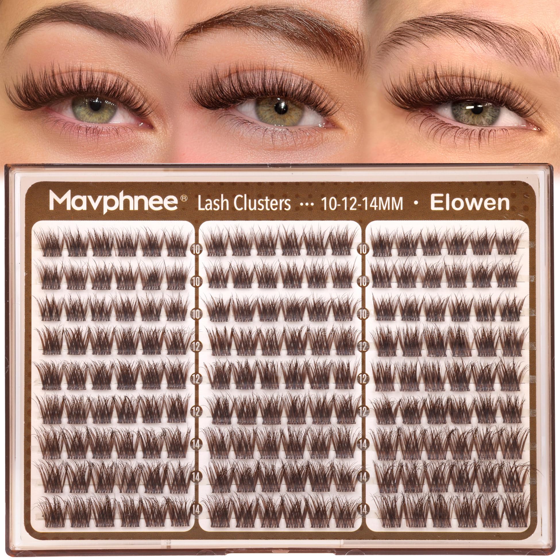 Photo 1 of Mavphnee Brown Cluster Lashes (10-14MM, Elowen)