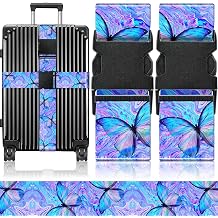Slohif Luggage Straps for Suitcases Travel Belt Accessories Luggage Connector Identifiers 2 Pack Over Handle with Buckle Unique Nylon Adjustable Strap for Sleeping Bag Car Seat Butterfly