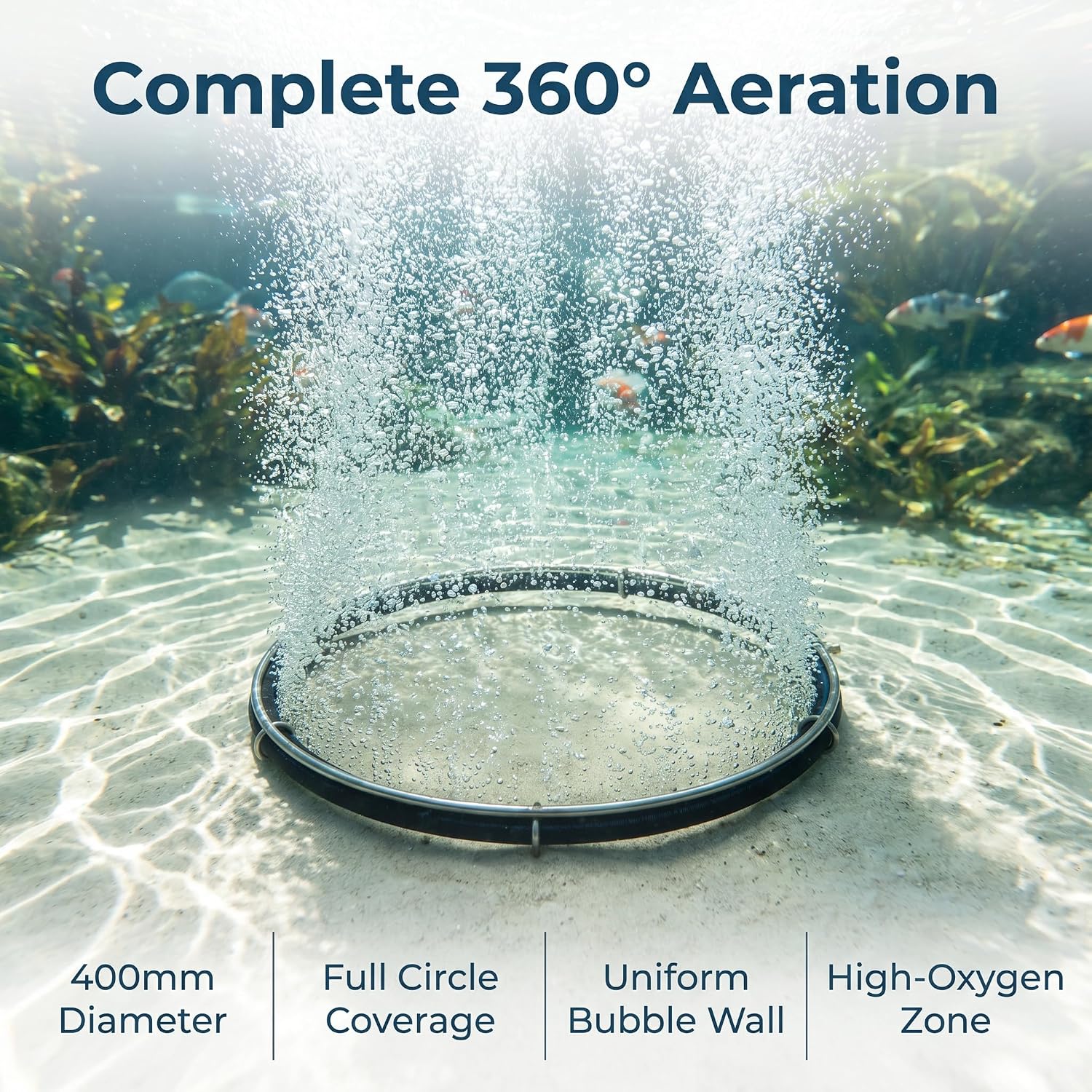 400mm Stainless Steel Pond Oxygen Aeration Ring Brass Connector image 4