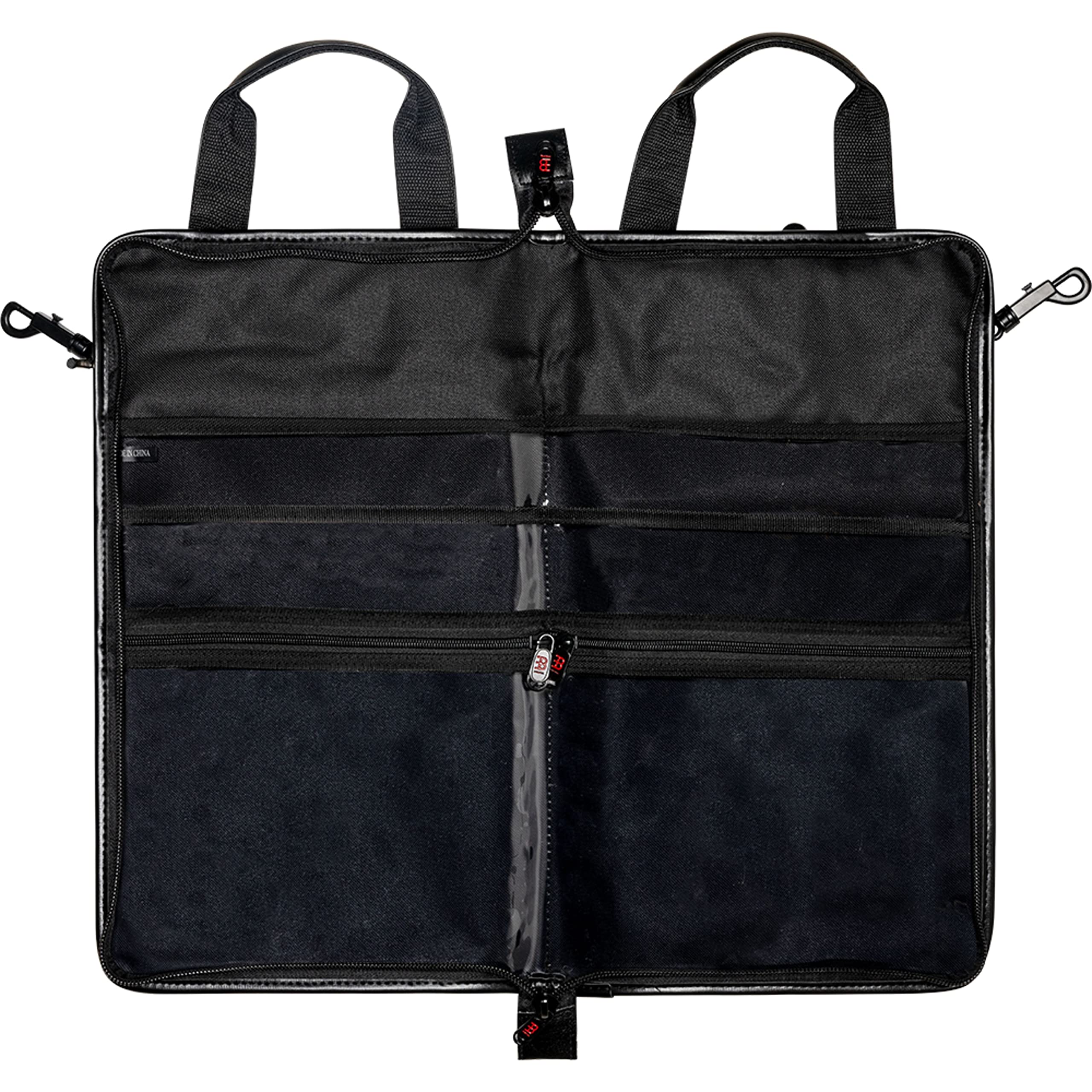 Meinl Cymbals Deluxe Stick Bag – Drumstick Tasche mit Rucksackgurt für Sticks, Rods, Jazz Brushes und Mallets plus externe Fächer – Schlagzeug Zubehör, Schwarz (MDLXSB)