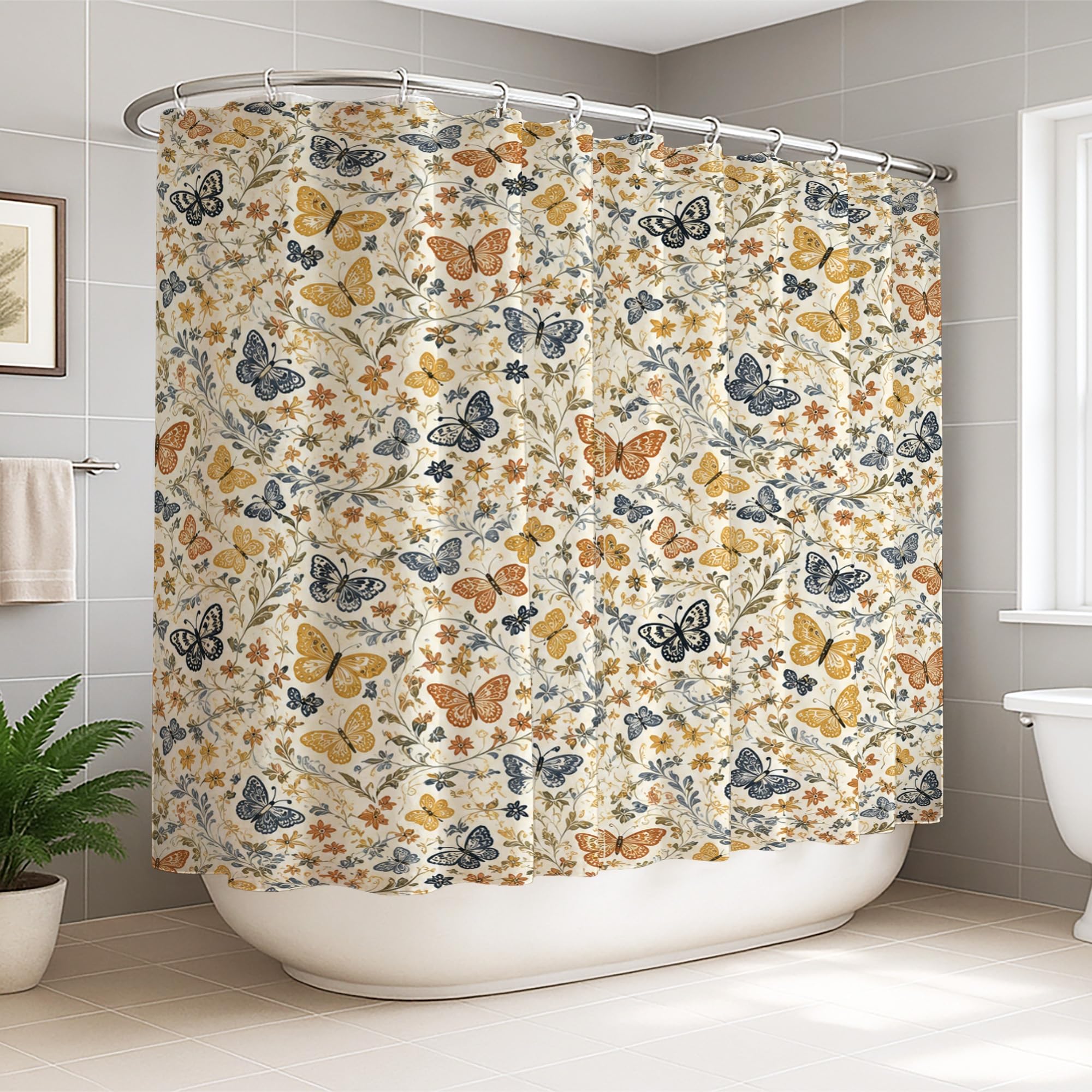 Rideau de douche motif papillon pour transformer l'ambiance de la salle de bain