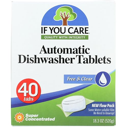 If You Care Dishwasher Tablets 40 Count - Powerful, Plant Based, Concentrated, Biodegradable, Natural Dish Cleaner Detergent, Dishwashing Soap Tabs