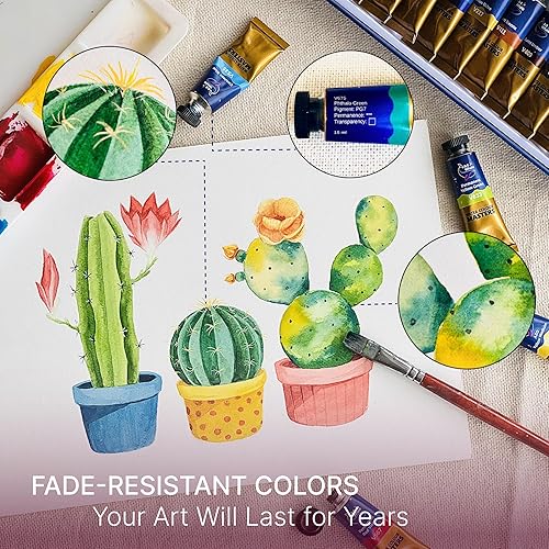 Miniatura 6 de ArtWhale - Juego de pintura de acuarela en tubos de 05fl oz05 onzas 24 colores  Juego de pintura de calidad profesional para principiantes artistas
