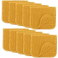Vista 82 de Comfy Cubs - Toallitas de muselina para bebé, paquete de 10, trapos suaves de algodón, 6 capas, piel sensible, 10 x 10 pulgadas, tamaño grande