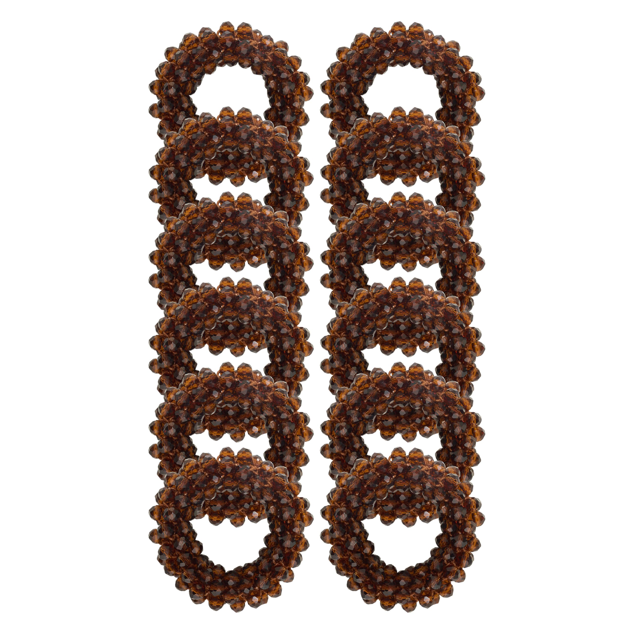 Imperial Riding Mane Knot Elastics IRH, Set of 12 Elastic Hair Bobbles with Beads for Horse Mane, Dark Brown, 1SIZE