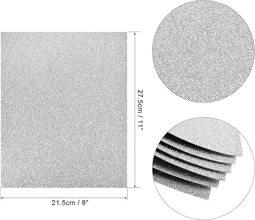 Miniatura 2 de uxcell Hojas de espuma EVA con purpurina plateada de 11 x 8 pulgadas, 0.079 in de grosor para manualidades, proyectos de bricolaje, 24 unidades