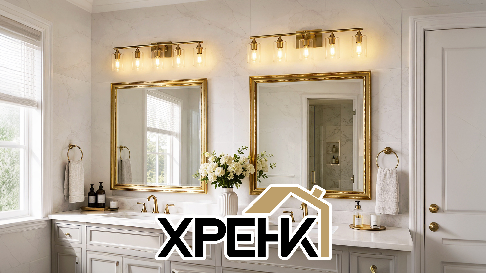 Image of 5 Light Bathroom Vanity Light Brushed Gold,32 inch Bathroom Light Fixtures,Gold Wall Sconces for Living Room Bedroom,E26 Base