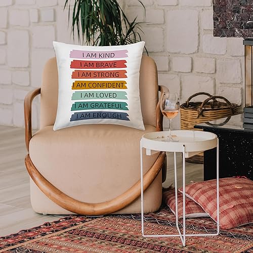 Miniatura 2 de DIBOR Inspirational Grounding Technique All Feelings are Okay - Fundas de almohada reversibles de 18 x 18 pulgadas, cojín decorativo de oficina para