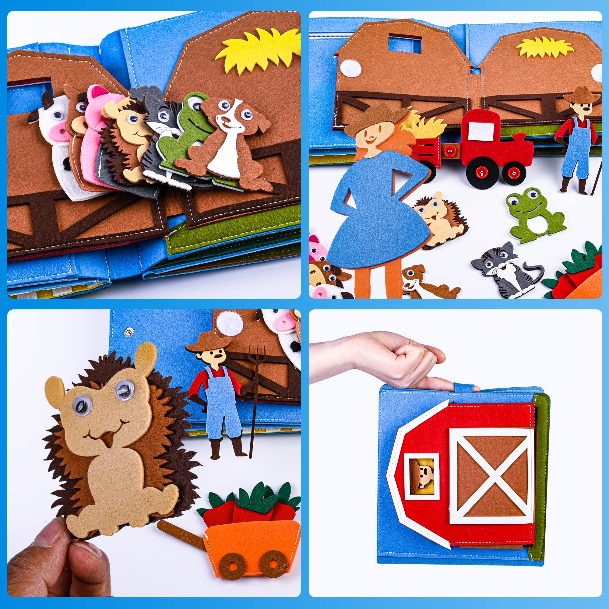 Quiet Book® | Livre d'emploi en feutre 3D Jouet éducatif sensoriel | Jouet éducatif pour enfants d'âge préscolaire Busy Book | Tableau d'activités pour enfants de 1 à 6 ans