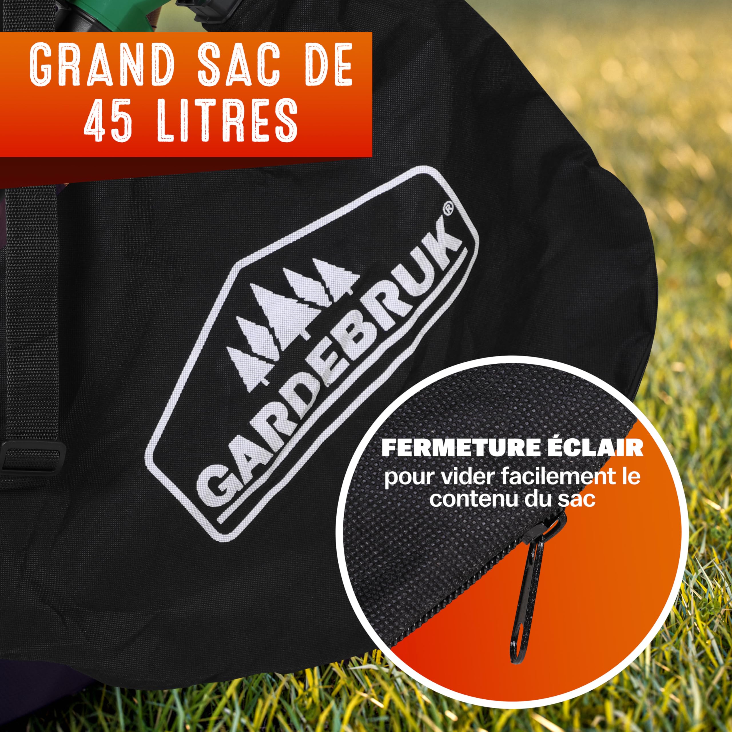 GARDEBRUK® Aspirateur Souffleur Broyeur Électrique 3en1 3000W 270 km/h Bac 45L
