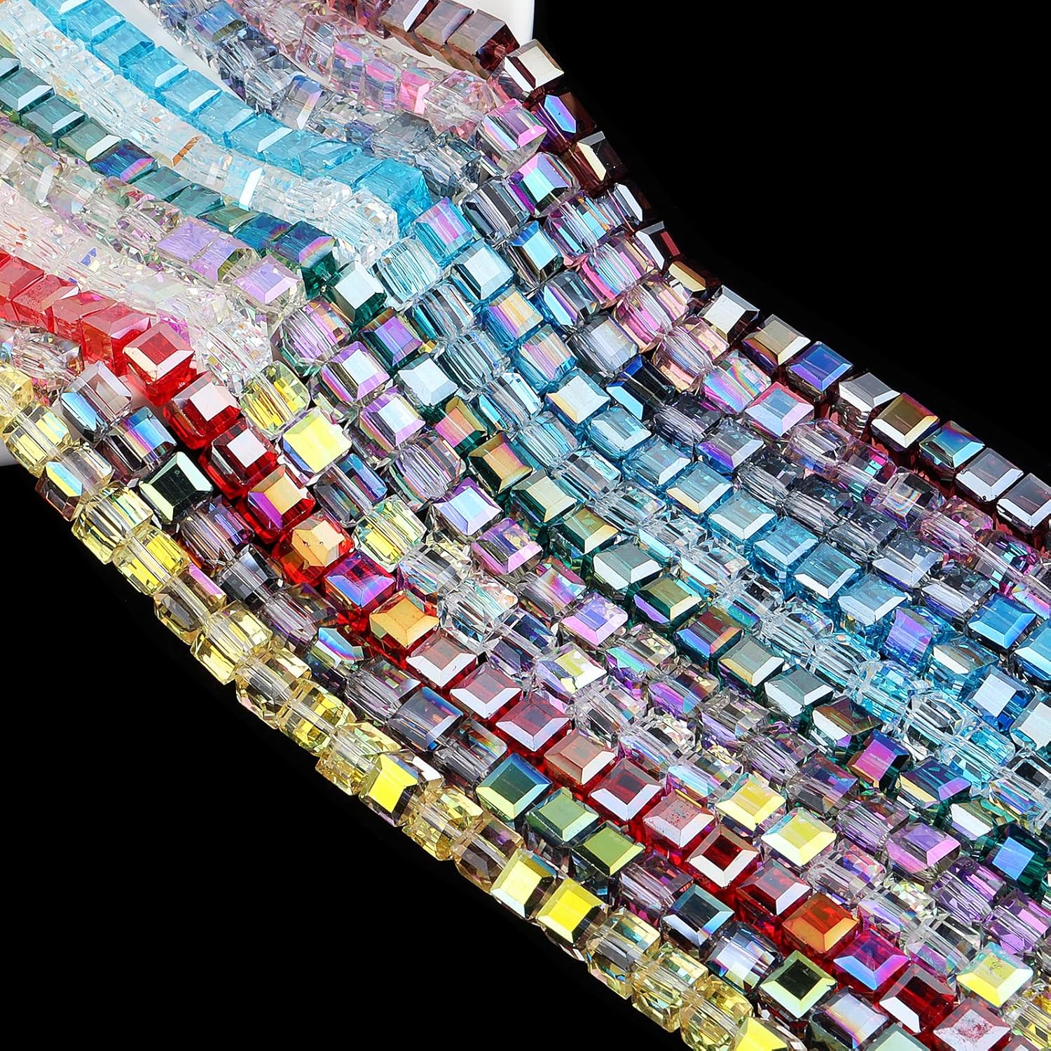 8mm Sparkle Cube Crystal Beads for Jewelry Making - Faceted Spacer Beads for Bracelets(94-100pcs, Translucent Blue) - Image 6