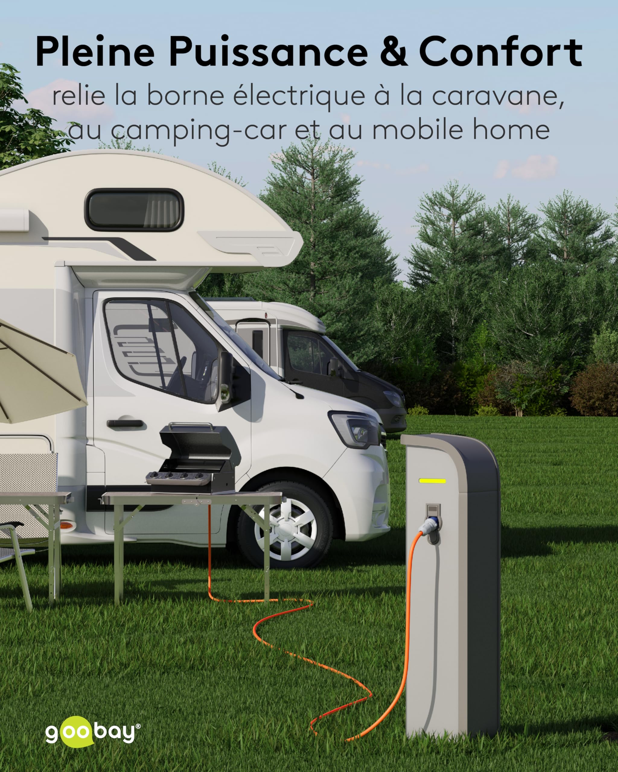 goobay Câble Adaptateur CEE pour Caravane, 5 m, Prise CEE vers Prise avec Contact de Protection, Utilisation en extérieur avec IP44, 76224