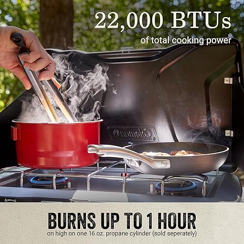 Miniatura 3 de Coleman Triton+ estufa de camping de propano de 2 hornillas con encendido InstaStart, estufa portátil de camping con 2 quemadores ajustables y