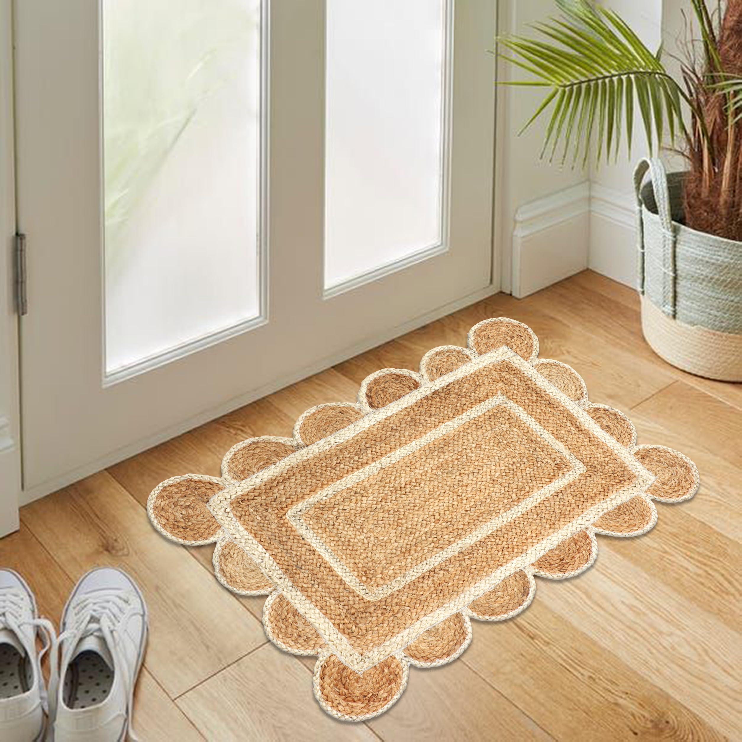 Tapis en jute fait main de haute qualité rectangulaire 60x90