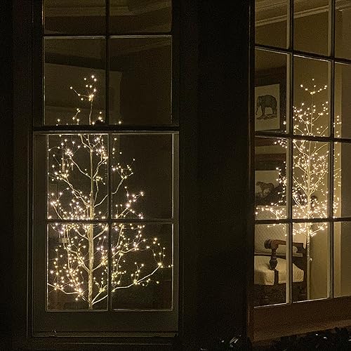 Miniatura 6 de LIGHTSHARE - Árbol de luces LED, colección de árboles iluminados con luces LED blancas cálidas, 5pies, plateado, para decoración del hogar, fiestas,