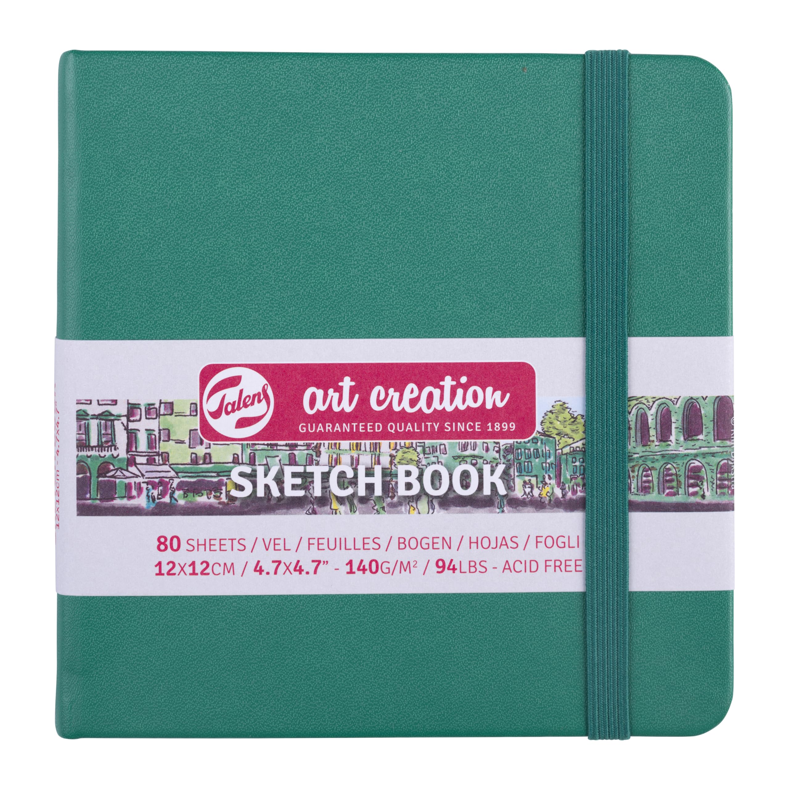 Talens Art Creation Sketchbook 80 Sheets, 12 cm x 12 cm, Forest Green