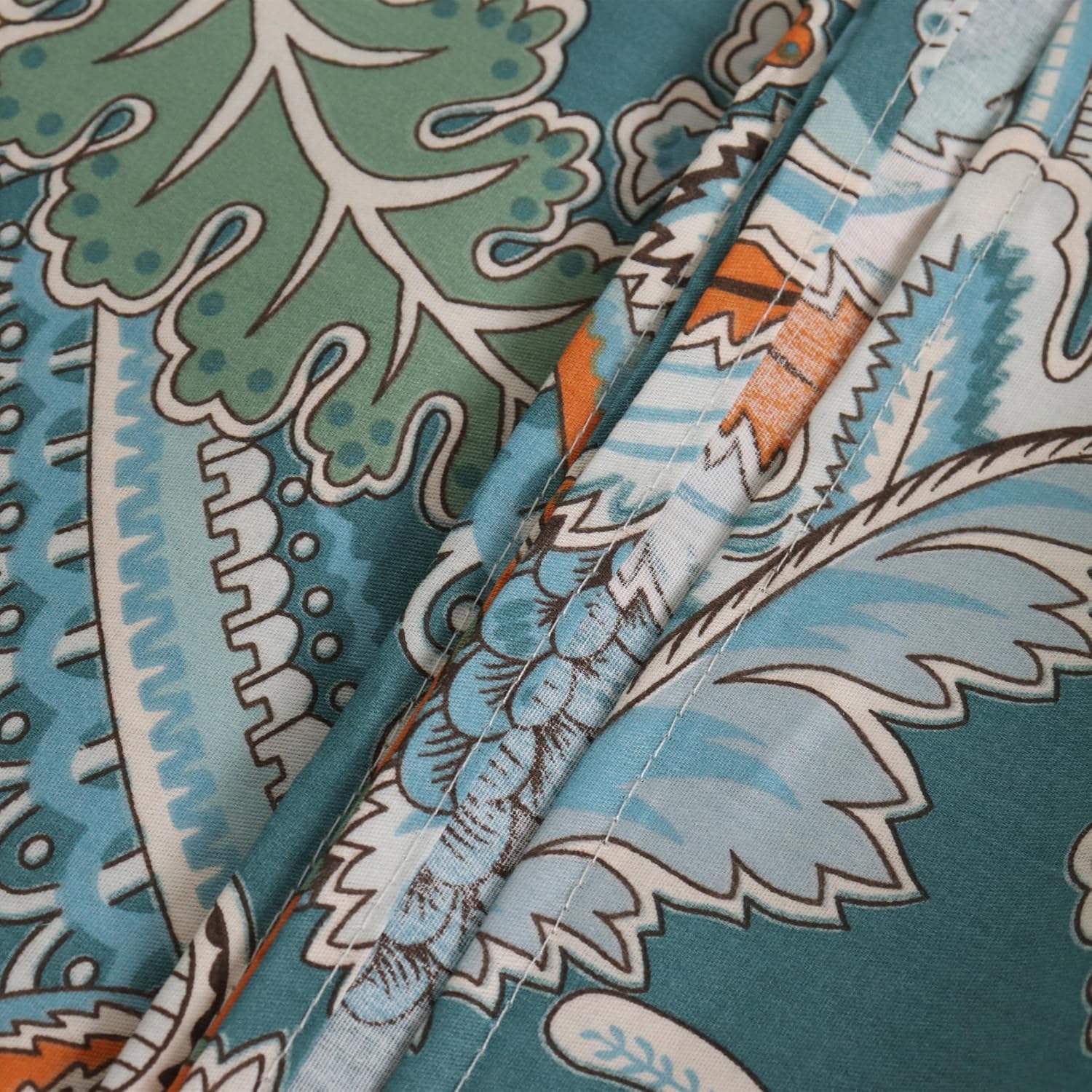 Teal Twin XL Flat Sheets Only Paisley Printed Breathable Pure Cotton Flat Bed Sheets Machine Washable Bedding Sheet Ultra Soft