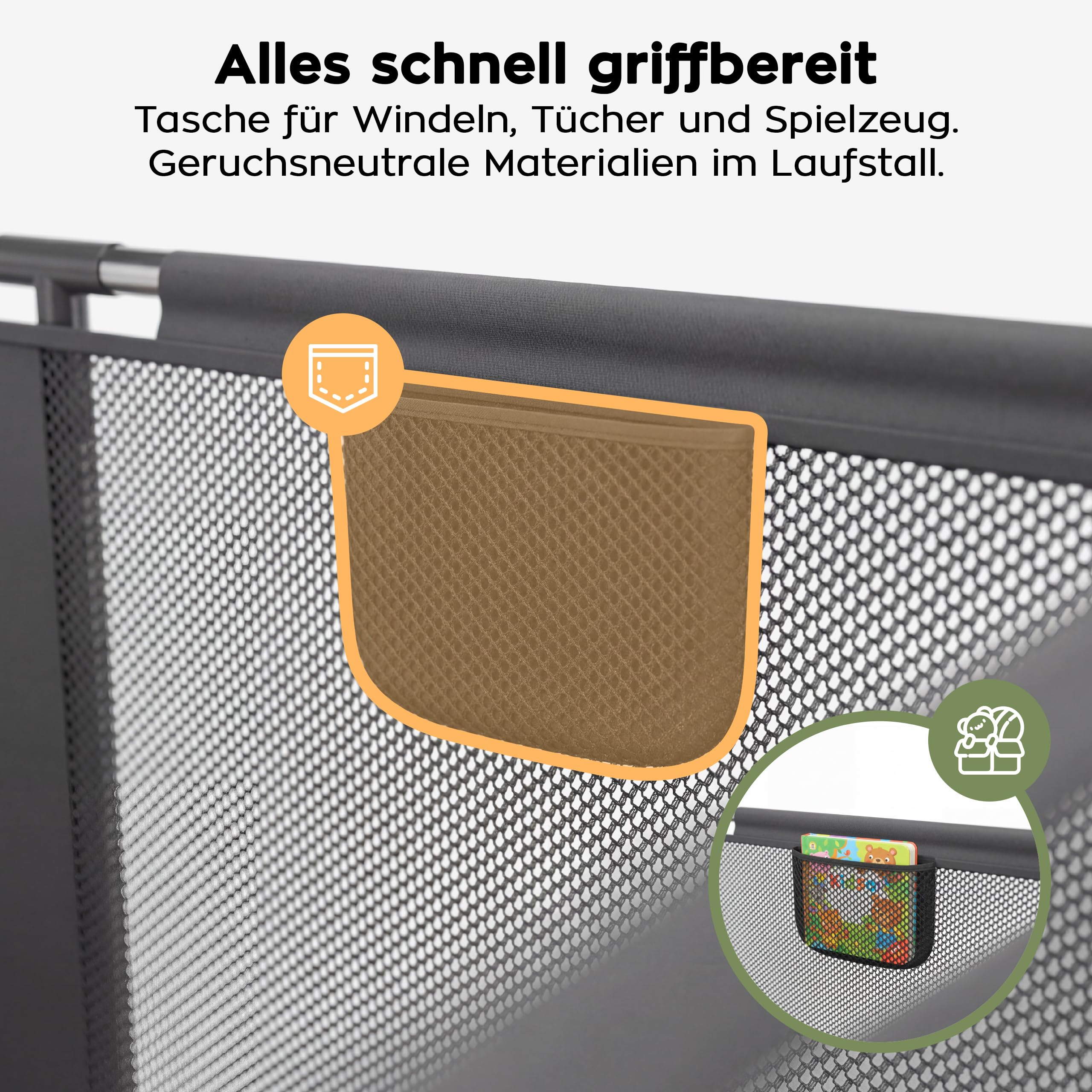 Tulano Cozy 22 Laufstall Baby 120x180 cm mit Bodenmatte – Faltbarer Spielbereich für Babys 6 bis 36 Monate – Atmungsaktiv – Sicher – Mit Tasche – Reise Laufgitter – Indoor Outdoor – Graphite